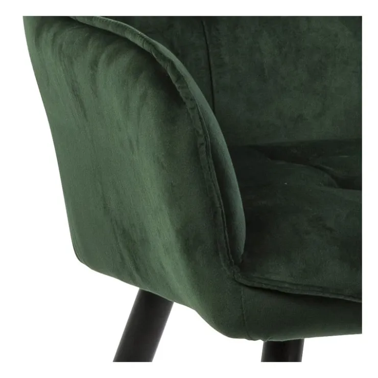 Xenos Eetkamerstoel velvet met armleuning - groen - 87x56.5x43 cm- Eetkamerstoelen