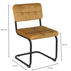 Xenos Eetkamerstoel Yara velvet - oker - 82.5x56x55 cm- Eetkamerstoelen
