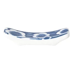 Xenos Eetstokjeshouder Mico bloemen - blauw/wit - 1.5x6x1.2 cm- Eetstokjes|Sushi Servies