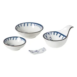 Xenos Eetstokjeshouder Mico kat - blauw/wit - 1.5x6x1.2 cm- Sushi Servies|Eetstokjes