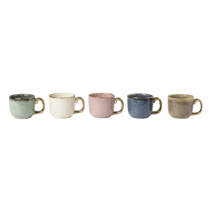 Xenos Espressomokje met gouden rand - beige - 80 ml- Mokken|Kerstcadeaus