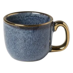 Xenos Espressomokje met gouden rand - blauw - 80 ml- Mokken|Kerstcadeaus