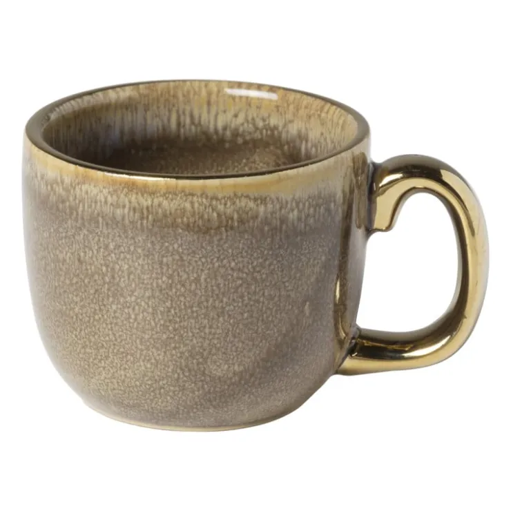 Xenos Espressomokje met gouden rand - bruin - 80 ml- Mokken|Kerstcadeaus