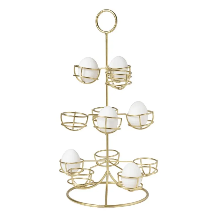 Xenos Etagere voor eieren - goud - 22x22x40,5 cm- Etagères|Eierdopjes