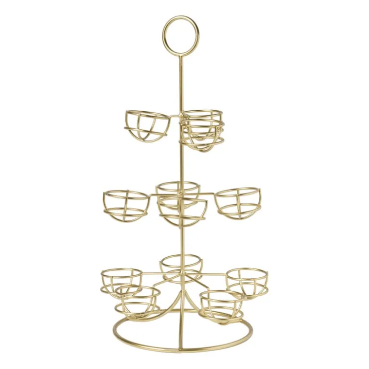 Xenos Etagere voor eieren - goud - 22x22x40,5 cm- Etagères|Eierdopjes
