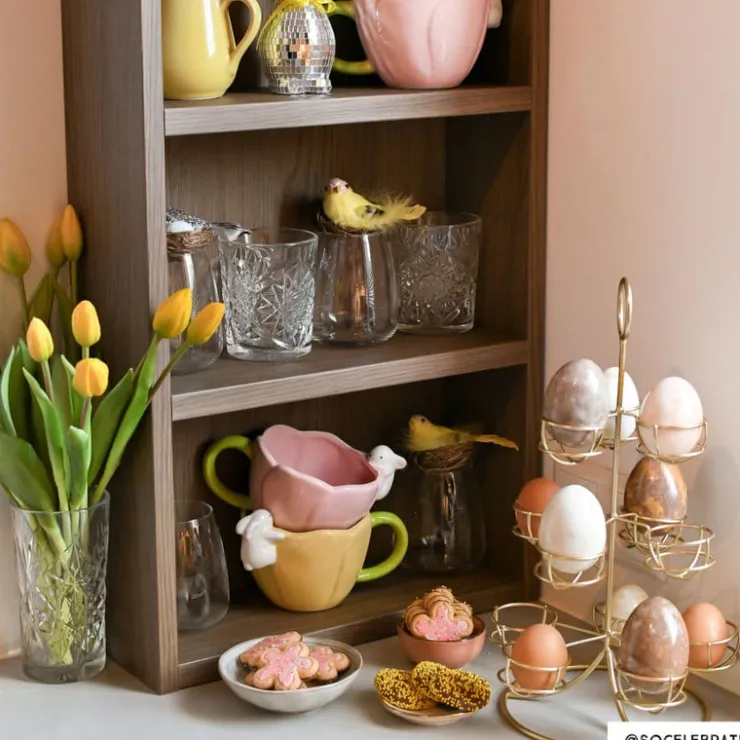 Xenos Etagere voor eieren - goud - 22x22x40,5 cm- Etagères|Eierdopjes