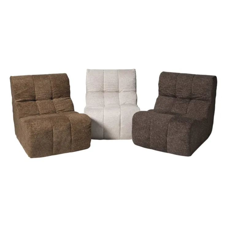 Xenos Fauteuil chenille - beige - 87x72x66 cm- Fauteuils