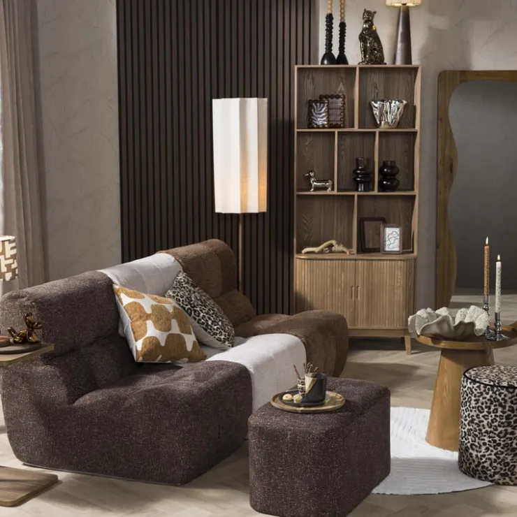 Xenos Fauteuil chenille - bruin - 87x72x66 cm- Fauteuils