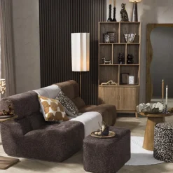 Xenos Fauteuil chenille - donkerbruin - 87x72x66 cm- Fauteuils