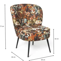 Xenos Fauteuil Frida - gebloemd - 77x69x60 cm- Fauteuils