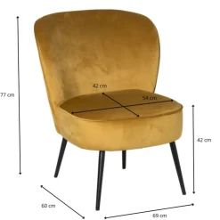 Xenos Fauteuil Frida - geel - 77x69x60 cm- Fauteuils