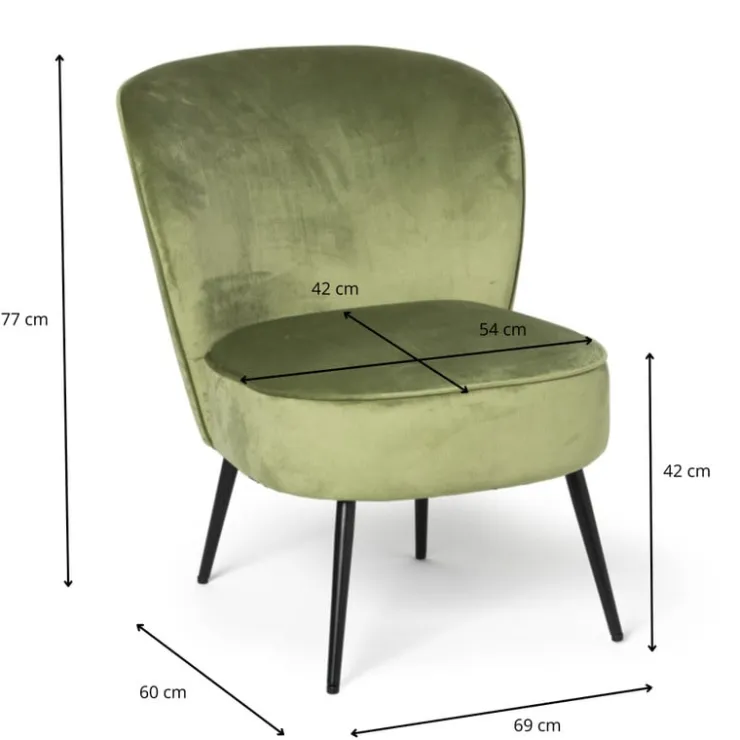 Xenos Fauteuil Frida - groen - 77x69x60 cm- Fauteuils
