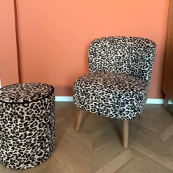 Xenos Fauteuil luipaard - bruin - 69x66x56 cm- Fauteuils