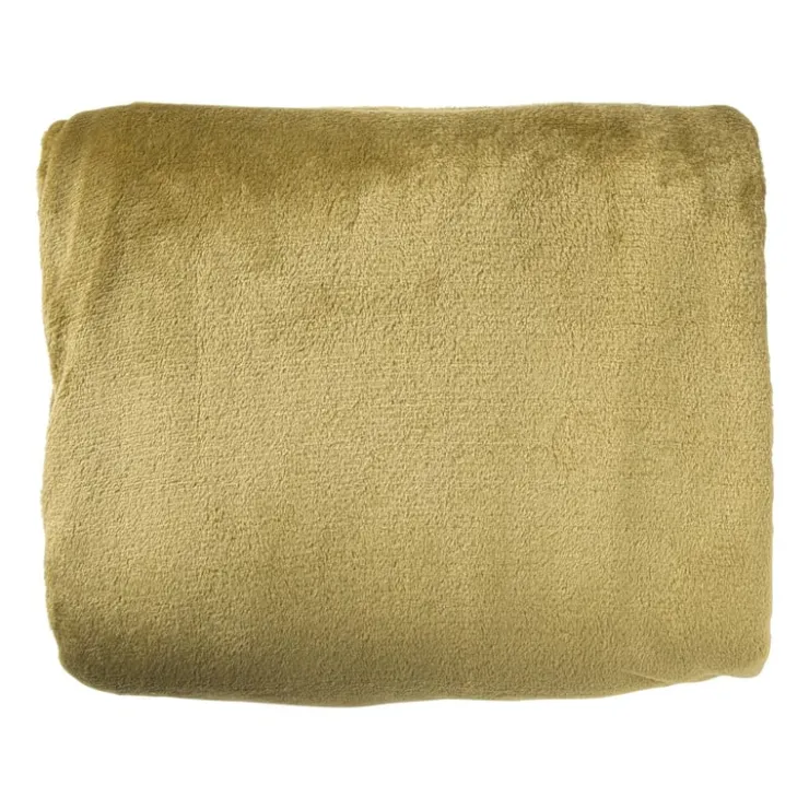 Xenos Fleece deken - olijfgroen - 200x150 cm- Plaids