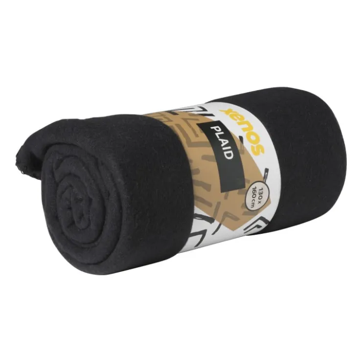 Xenos Fleece deken - zwart - 160x130 cm- Plaids