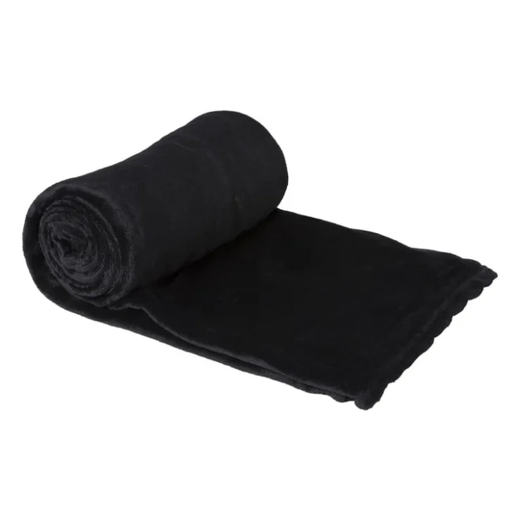 Xenos Fleece deken - zwart - 200x150 cm- Plaids