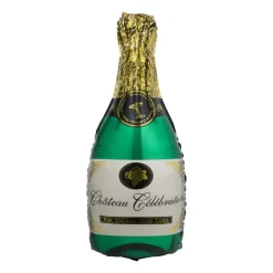 Xenos Folieballon XL champagnefles - groen/goud - 93 cm- Ballonnen|Verjaardagen