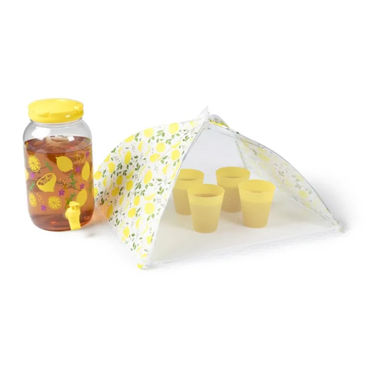 Xenos Foodcover citroen - geel/wit - 45x45 cm- Foodcovers|Buitenservies