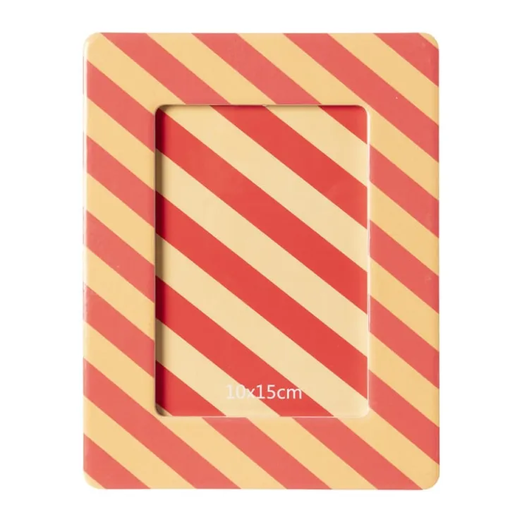 Xenos Fotolijst streep - roze/oranje - 10x15 cm- Fotolijsten