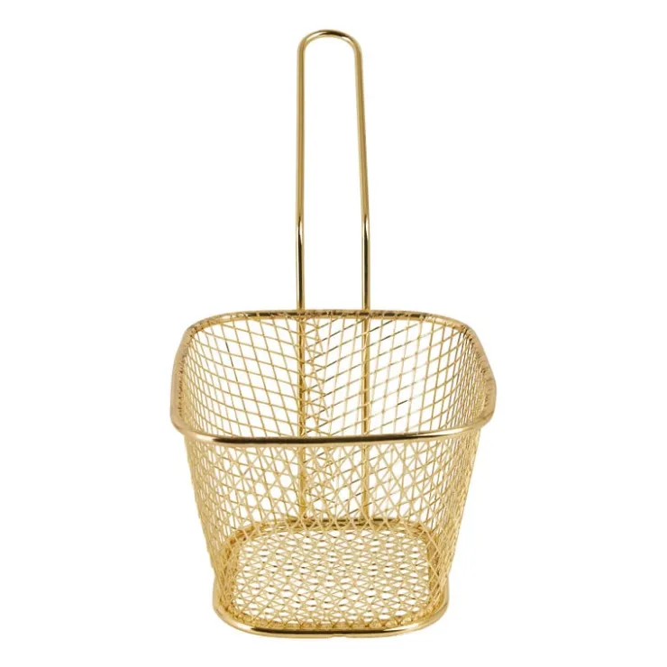 Xenos Frituurmandje - goud - 10.5x8.5x6.5 cm- Keukengerei