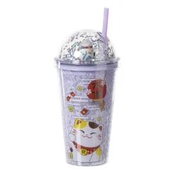 Xenos Funny beker kat - paars - 450 ml- Kinderservies|Kerstcadeaus