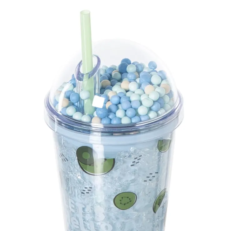 Xenos Funny beker kiwi - blauw - 450 ml- Kinderservies|Kerstcadeaus
