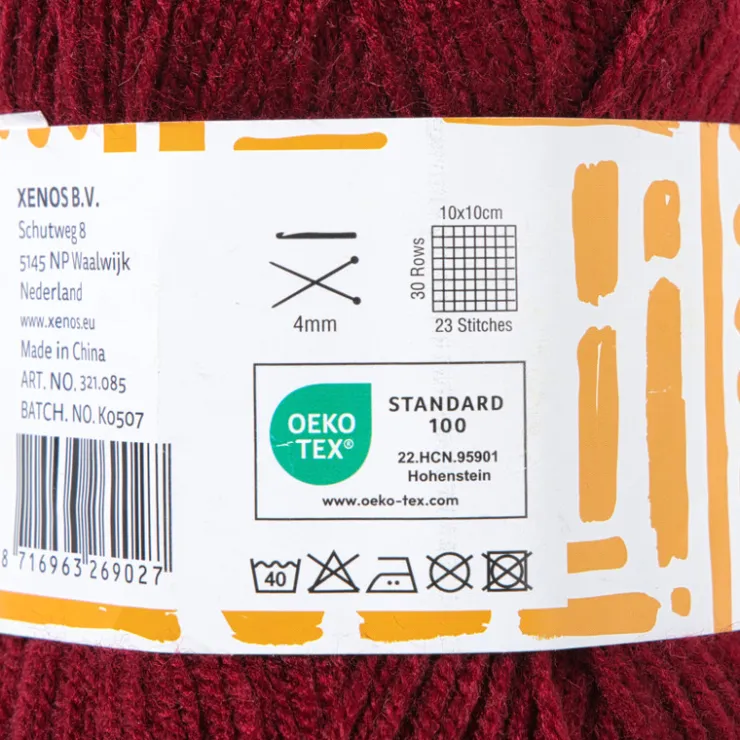 Xenos Garen acryl - bordeauxrood - 100 gram - 240 meter- Garen
