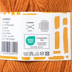 Xenos Garen acryl - oranje - 100 gram - 240 meter- Garen