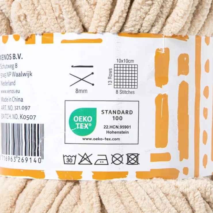 Xenos Garen chenille - beige - 100 gram - 60 meter- Garen