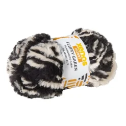 Xenos Garen fluffy - zwart/beige - 100 gram - 60 meter- Garen