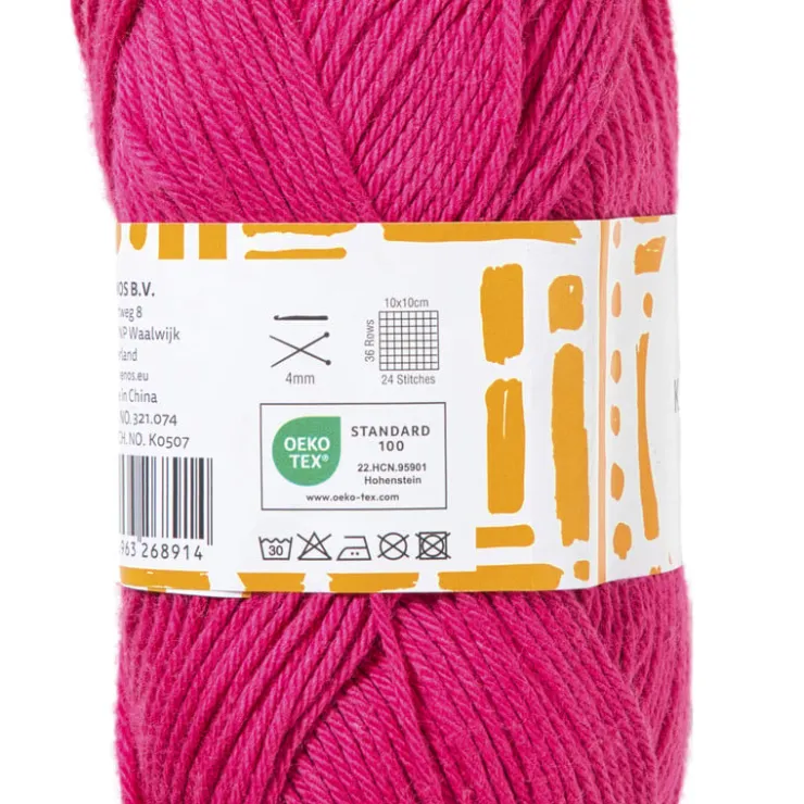 Xenos Garen katoen - fuchsia - 50 gram - 125 meter- Garen