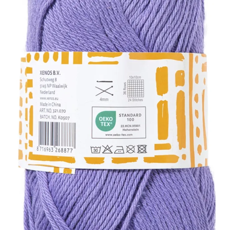 Xenos Garen katoen - lila - 50 gram - 125 meter- Garen