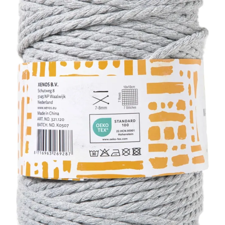 Xenos Garen macramé - grijs - 500 gram - 100 meter- Garen