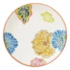 Xenos Gebaksbordje bloemen - oranje - ø15x1.5 cm- Borden