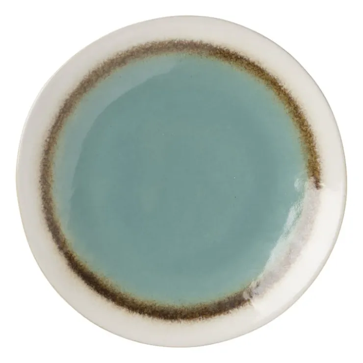 Xenos Gebaksbordje Roots - turquoise - ø18x2.2 cm- Borden