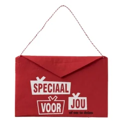 Xenos Geschenkzakje - rood - 16.5x26 cm- Cadeautasjes|Kerstcadeaus