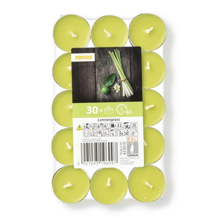 Coolmax Geurwaxinelichten - lemongras - set van 30- Geurkaarsen|Geurkaarsen