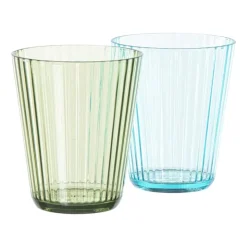Xenos Glas streep - groen - 300 ml- Waterglazen