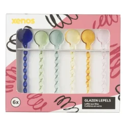 Xenos Glazen lepels - set van 6 - 14.8 cm- Lepels