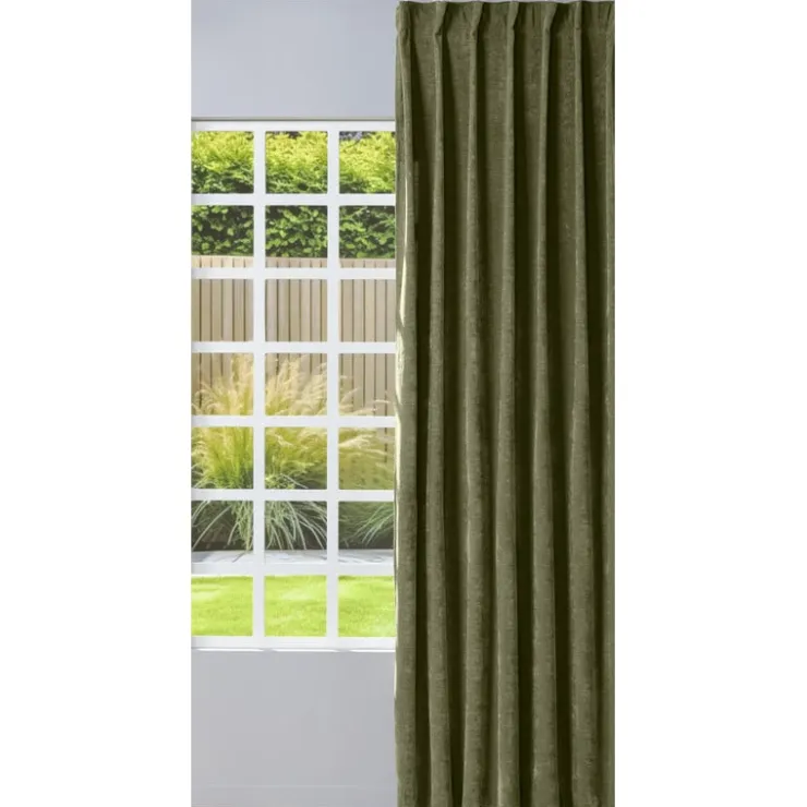 Xenos Gordijn chenille - groen - 140x250 cm- Rolgordijnen