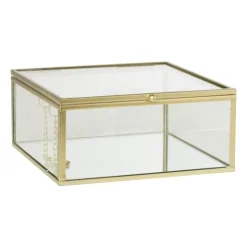 Xenos Gouden box groot - vierkant - 14x14x6 cm- Sieraden Opbergen|Kerstcadeaus