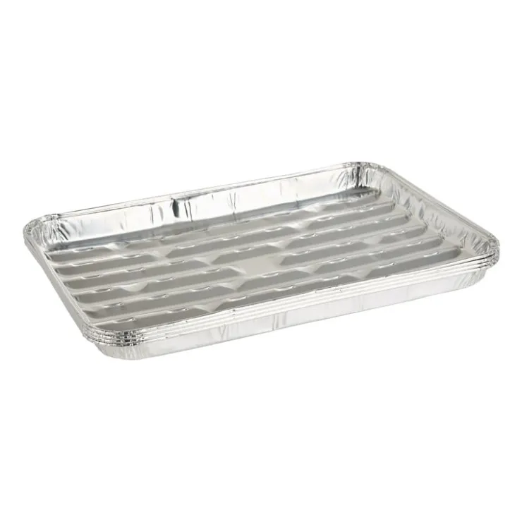 Xenos Grillschalen zilver - set van 4 - 34x23x4 cm- Wegwerpservies|Barbecue