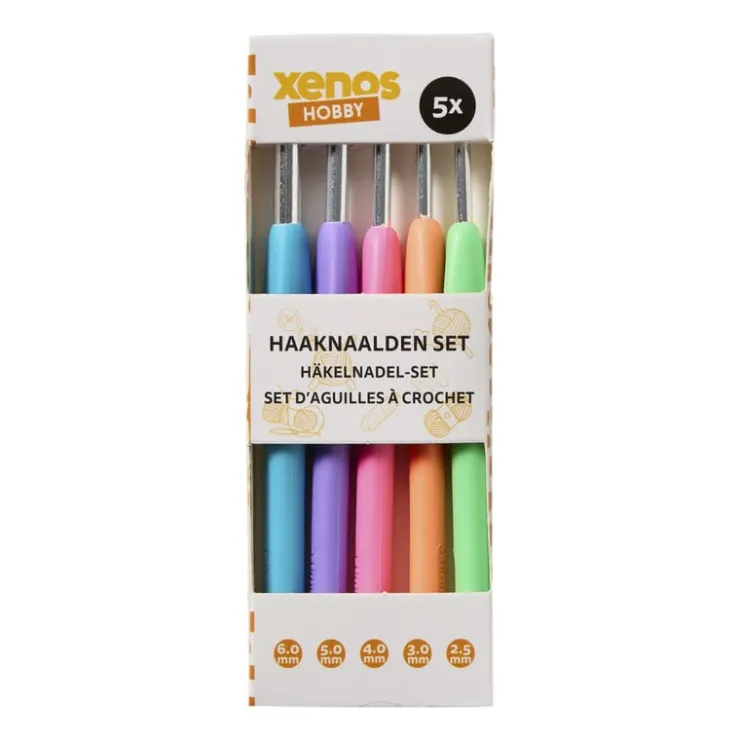 Xenos Haaknaalden - multikleur - set van 5- Haaknaalden