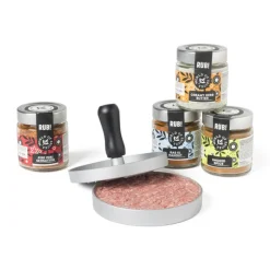 Xenos Hamburger pers - zilverkleurig - aluminium - ø9.5x12 cm- Barbecue|Keukengerei