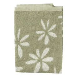 Xenos Handdoek bloemen - groen/wit - 50x50 cm- Thee- En Keukendoeken