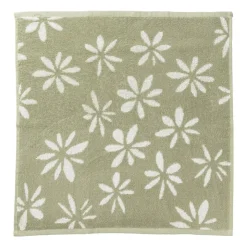 Xenos Handdoek bloemen - groen/wit - 50x50 cm- Thee- En Keukendoeken