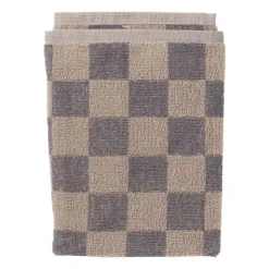 Xenos Handdoek blokjes - antraciet/taupe - 50x50 cm- Thee- En Keukendoeken