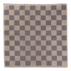 Xenos Handdoek blokjes - antraciet/taupe - 50x50 cm- Thee- En Keukendoeken