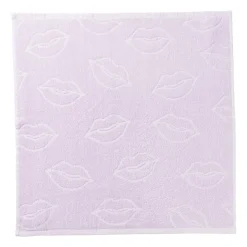 Xenos Handdoek lippen - lila/wit - 50x50 cm- Thee- En Keukendoeken