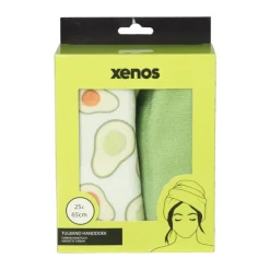 Xenos Handdoek tulband - avocado - set van 2- Reishanddoeken|Badkamer Accessoires